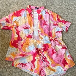 Colorful Women's Shirt and Shorts Set